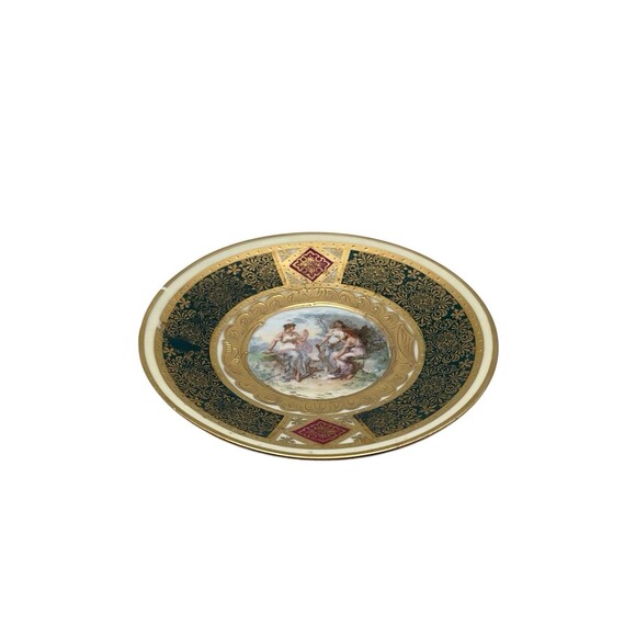 Antique Austrian Royal Vienna Style 9" Hand Painted Porcelain Plate Sappho Gilt - Picture 7 of 7